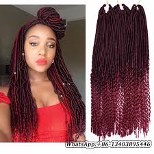 Ombre Black And Burgundy Braids Faux Locs Curly Crochet Hair Ombre T1b Burgundy Dreadlocks Extensions Twist Braids Synthetic Hair For Brai Cool Braid Hairstyles Hair Styles Vintage Hairstyles