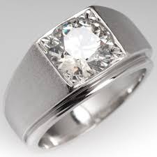 Bold Vintage Mens 2 8 Carat Diamond Ring Platinum Men Diamond Ring Diamond Mens Jewelry