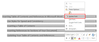 Inserting A Table Of Contents And References In Microsoft