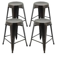 Black And Gold Bar Stools Set Of 4 Vogue Furniture Direct 24 In Round Backless Counter Stool Set Of 4 Black Gold Products In 2019 Furniture Direct Furniture Backless Bar Stools