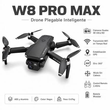 Dron con doble cámara 4K PulsoTec + Maletín Gratis