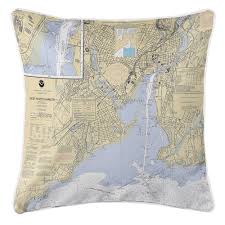 Ct New Haven Ct Nautical Chart Pillow Nautical Chart
