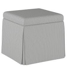 Black And White Striped Storage Ottoman Skirted Storage Ottoman In Oxford Stripe Charcoal Image 1 Of 5 Ottoman Storage Ottoman Charcoal Image