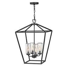 Giveu 3 in 1 lighting chandelier with 4pcs battery operated led candle with remote, table centerpiece for indoor or outdoor gazebo, patio decoration, black 4.3 out of 5 stars 906 $63.99 $ 63. Hinkley Alford Place Museum Black Four Light Outdoor Chandelier 2567mb Bellacor