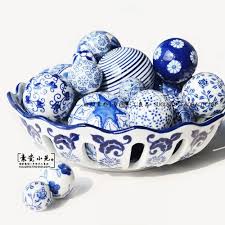 Chinese Style Hand Painting Ceramic Decoration Ball Fish Tank Float Decoration Blue And White Series Incra Blue And White Blue And White China Blue White Decor