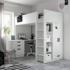 Libre à vous d'aménager l'espace libéré sous le lit à votre convenance. Smastad Lit Mezzanine Blanc Blanc Avec Bureau Avec 4 Tiroirs Ikea