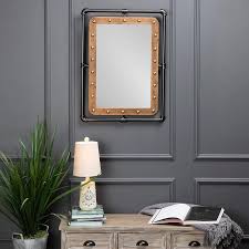 Uttermost erin black 26 3/4 x 46 metal wall mirror. Amazon Com Industrial Metal Wall Mirror Black Farmhouse Home Kitchen