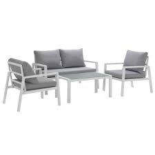Buy Argos Home Sitges Aluminium 4 Seater Sofa Set Light Grey Patio Sets Argos Metal Garden Furniture Sofa Set Furniture Sets
