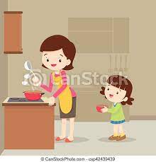 Check spelling or type a new query. Vector Illustration Of A Mother And Daughter Cooking Girl And Mother Cooking In The Kitchen Happy Family With Mom And Canstock