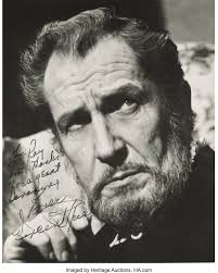 Vincent Price Signed Photo. A b&w 8" x 10" portrait of a