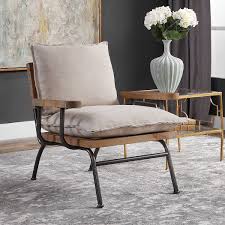 Uttermost dree accent chair in white and oak. Declan Accent Chair Uttermost