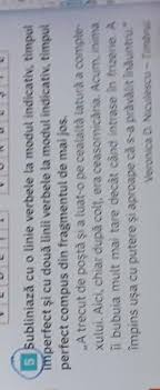 Ei se întreabă, pe bună dreptate, ce au învăţat copiii în 12 ani de şcoală şi dacă mai au timp să recupereze materia până la vară. SubliniazÄ Cu O Linie Verbele La Modul Indicativ Timpul Imperfect Èi Cu DouÄ Linii Verbele La Modul Brainly Ro