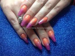 Style your acrylic nail design with contemporary rings. Dev Guy Acrylic Nails With Orange And Pink Coloured Acrylic Nail Technician Nicola Senior On 25 February 2015 At 18 36