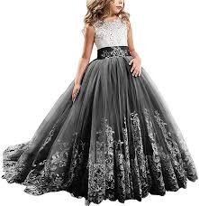 Amazon Com Flower Girl Lace Long Pageant Dresses Formal Bridesmaid Wedding Party In 2020 Flower Girl Dresses Tulle Flower Girl Dresses Tutu Girls Pageant Dresses Kids