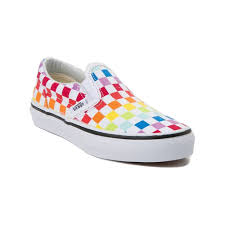 Black And White Rainbow Checkered Vans Youth Vans Slip On Rainbow Chex Skate Shoe Multi 1498267 Size 11 Vans Shoes Kids Kid Shoes Vans Slip On