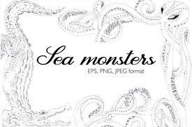 File formats include gif, jpg, pdf, and png. Sea Monsters Black And White Graphics Graphic By Mariya Kutuzova Creative Fabrica In 2020 Sea Monsters Graphic Illustration How To Draw Hands