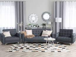 Sélection pour une déco en beige | shake my blog. Ensemble Canape Et Fauteuils En Tissu Gris Fonce 5 Places Aberdeen Beliani Ch