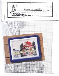 Details About Vintage Lake House Cabin On Shore Cross Stitch Chart Pattern Karen Hankla Maine