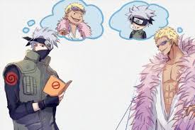 One Piece Crossover Naruto Kakashi Doflamingo Anime Crossover One Piece Anime Cartoon Crossovers