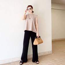 37 超え 暑い日はすっきりコーディネート 50代 ファッション 40代 ファッション tシャツ レディース