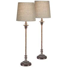 Matt black lamp set with white fabric shade(2 table lamps, 1 floor lamp) by merra (1) $ 79 99 /set $ 89.99. Bentley Weathered Brown Buffet Table Lamp Set Of 2 17p69 Lamps Plus