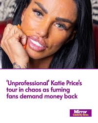Fans at Katie Price's most recent tour date are said to be "furious" and  demanding their money back after the star missed a huge chunk of her own  show.