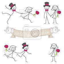 Read more immagini stilizzate sposi / 14 057 foto sposi cartoon immagini e vettoriali. Figure Stilizzate Invito A Nozze Sposi Set 3 Carta Da Parati Carte Da Parati Sposare Stickman Appena Sposato Myloview It