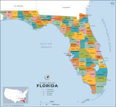 On the gulf of mexico side, there's panama city beach and siesta beach among many others. Florida County Map Counties In Florida Maps Of World