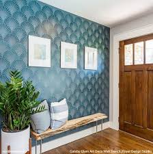 An entryway is an ideal location for a wallpaper accent wall. Stencil Your Mudroom Foyer Or Entryway With A Wall Painting Pattern Royal Design Studio Stencils