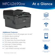 The flatbed scan glass supplies practical copying and also scanning. Brother Mfc L2690dw Monochrome Laser All In One Printer Duplex Printing Wireless Connectivity Walmart Com Walmart Com