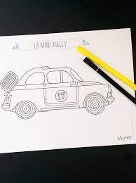 coloriage la voiture de rallye diy enfant fleurs et papillons
