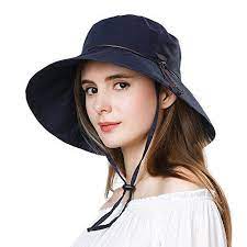 Golf Fashion Summer Hat For Women Wide Brim Sun Protection Foldable Beach Safari Hat Cotton Upf Navy Siggih Summer Hats For Women Sun Hats Sun Hats For Women