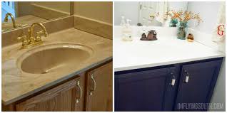 In this video, i am sharing a rustoleum countertop. Remodelaholic Painted Bathroom Sink And Countertop Makeover Diy Home