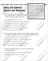 Simple And Complete Subjects And Predicates Grammar Practice Grades 3 4 Printable Test Prep And Tests Skills Sheets