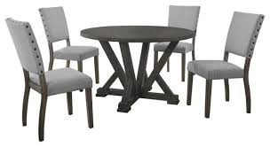Round dining table set,modern kitchen table and chairs,dining room table set. 5 Piece Antique Rustic Gray Round Dinette Set Transitional Dining Sets By Furniture Import Export Inc Houzz