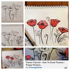 I Found A Youtube Video Tutorial On How To Draw Poppy Flowers So I Followed Along As The Teacher Drew I Had To Pa Poppy Drawing Homeschool Art Flower Drawing
