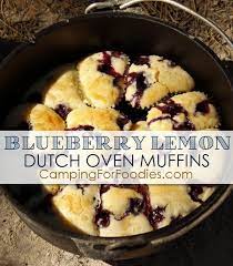 Easy Blueberry Lemon Dutch Oven Muffins For Camp Breakfast Or Dessert Recipe Dutch Oven Breakfast Dutch Oven Recipes Oven Recipes