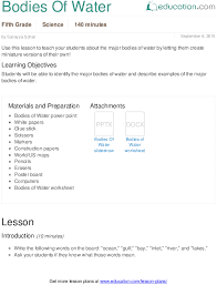 Bodies Of Water Lesson Plan Education Com Lesson Plan Education Com Science Lesson Plans Science Lessons Water Lessons