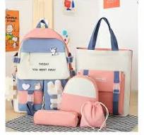 Conjunto de mochilas escolares 5 em 1, conjunto de mochilas escolares fofas  para meninas estudantes