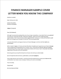 Here's an example of a good finance manager job description: Finance Manager Sample Cover Letter