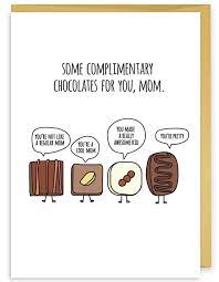 Best valentine chocolate gifts online at ferns n petals. For Mom Complimentary Chocolates Hot Chocolate Puns Chocolate Puns Pun Card