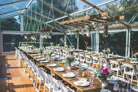 10m Marquee Structure Full Clear Roof Clear Walls Festoon Lighting Vintage Timber Trestle Tables Clear Marquee Marquee Decoration Garden Table And Chairs