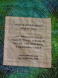 Quilt Tag Andre Chloe May 2011 Embroidered Quilt Labels Quilting Quotes Quilt Labels