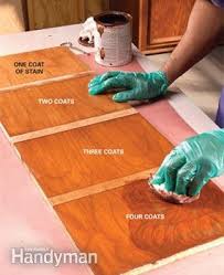 When staining soft maple kitchen doors and drawers from a millworks shop the painter applied a special walnut stain directly to the raw wood. How To Stain Wood Evenly Without Getting Blotches And Dark Spots Diy Family Handyman
