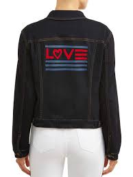 Ev1 From Ellen Degeneres Ev1 From Ellen Degeneres Love Flag Denim Jacket Womens Dark Wash Walmart Com