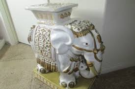Huge Rare Vintage Ceramic Asian Elephant Plant Stand Accent Table Base Stool Elephant Plant Plant Stand Vintage Ceramic