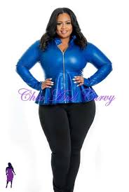 Low Stock Alert Faux Leather Jacket Shirt In Royal Blue With Gold Zipper Available At Http Www Chicandcurvy Com Jackets Cardigans Product 9593 New Plus Size