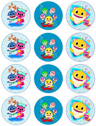 2nd Birthday Baby Shark Cupcake Cake Baby Shark Edible Images Baby Shark Shark Theme Birthday Shark Themed Birthday Party