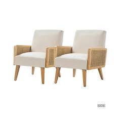 Jayden Creation Delphine Linen Cane Accent Chair Set Of 2 Hm18223 Linen S2 The Home Depot In 2020 Upholstered Accent Chairs Accent Chair Set Fabric Accent Chair