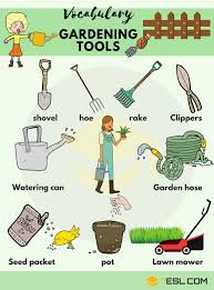 Gardening Tools Vocabulary In English In The Garden Vocabulary 7 E S L In 2021 English Vocabulary Garden Tools Learn English